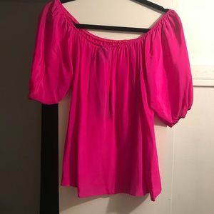 Aum-Couture silk off the shoulder blouse